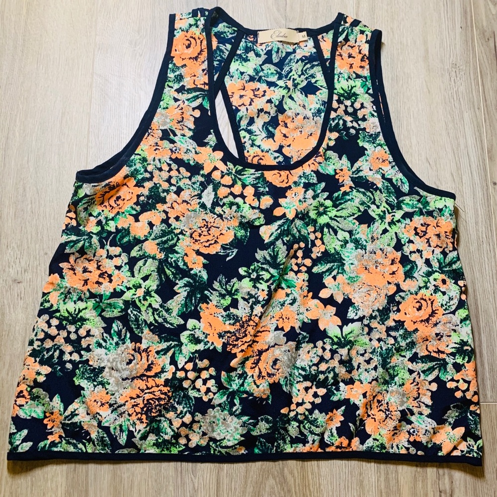 Elodie Floral Print Split Back Cropped Blouse